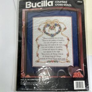 Bucilla Counted Cross Stitch Kit Paul to Corinthians 40658 Wedding 11 X 14”